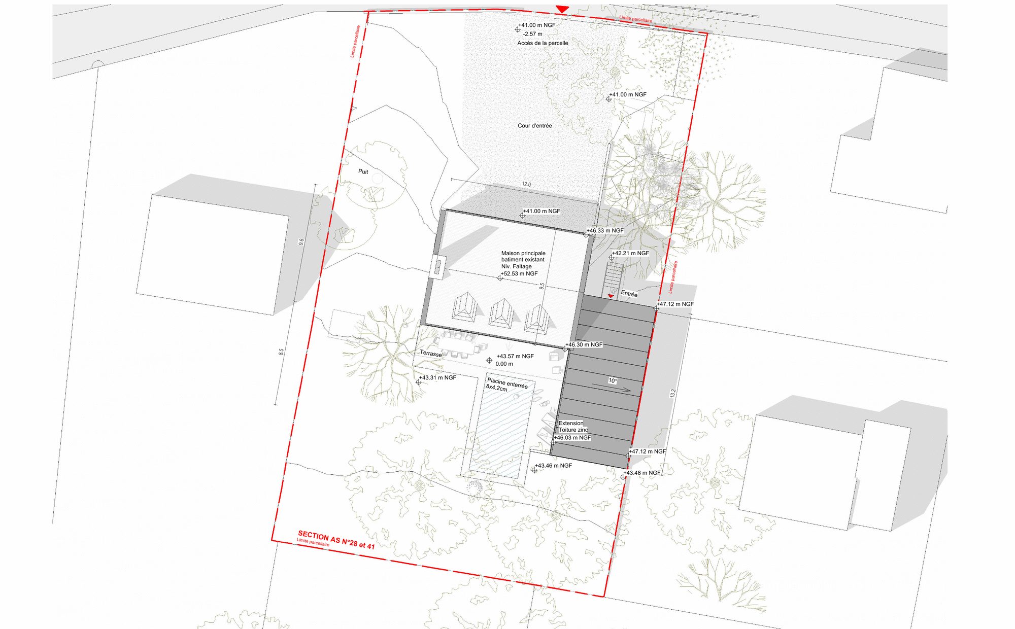 Plan masse d'un dossier de permis de construire, Servon-sur-Vilaine