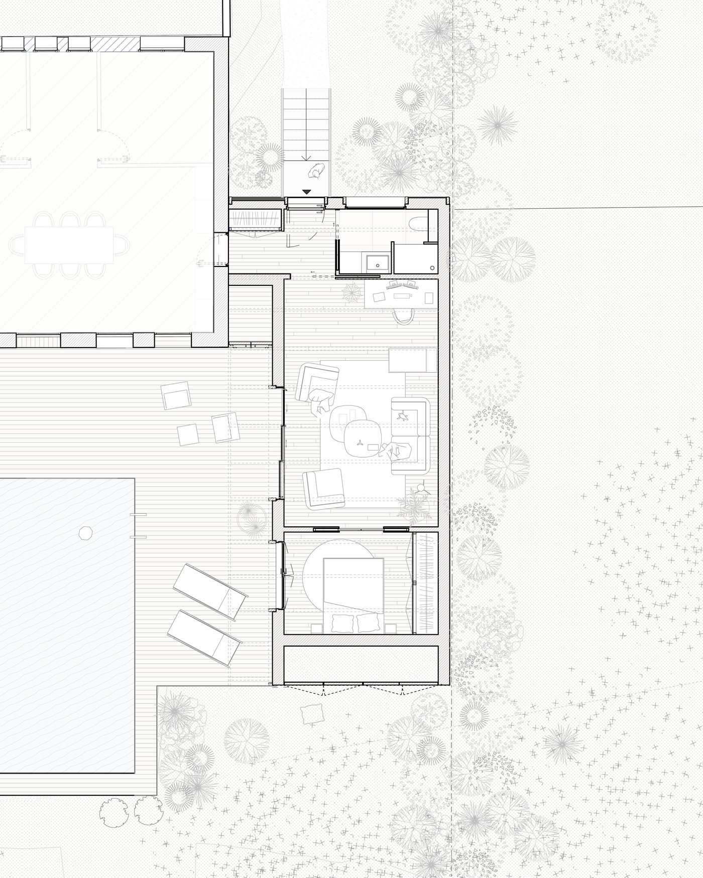 Plan du rez-de-chaussée de l'extension